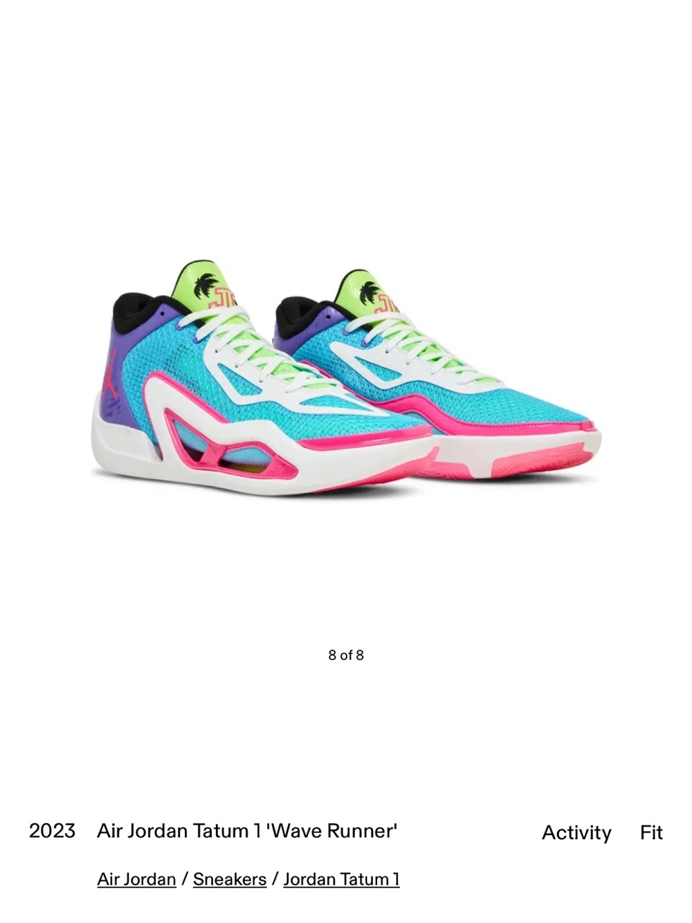 Jordan Kids' Tatum 1 Wave Runner Sneakers - Turquoise, Pink & Neon Green